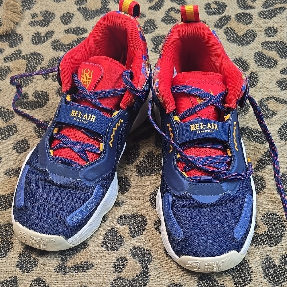 Adidas Red and Blue Sneakers with Mesh Upper and White Sole
